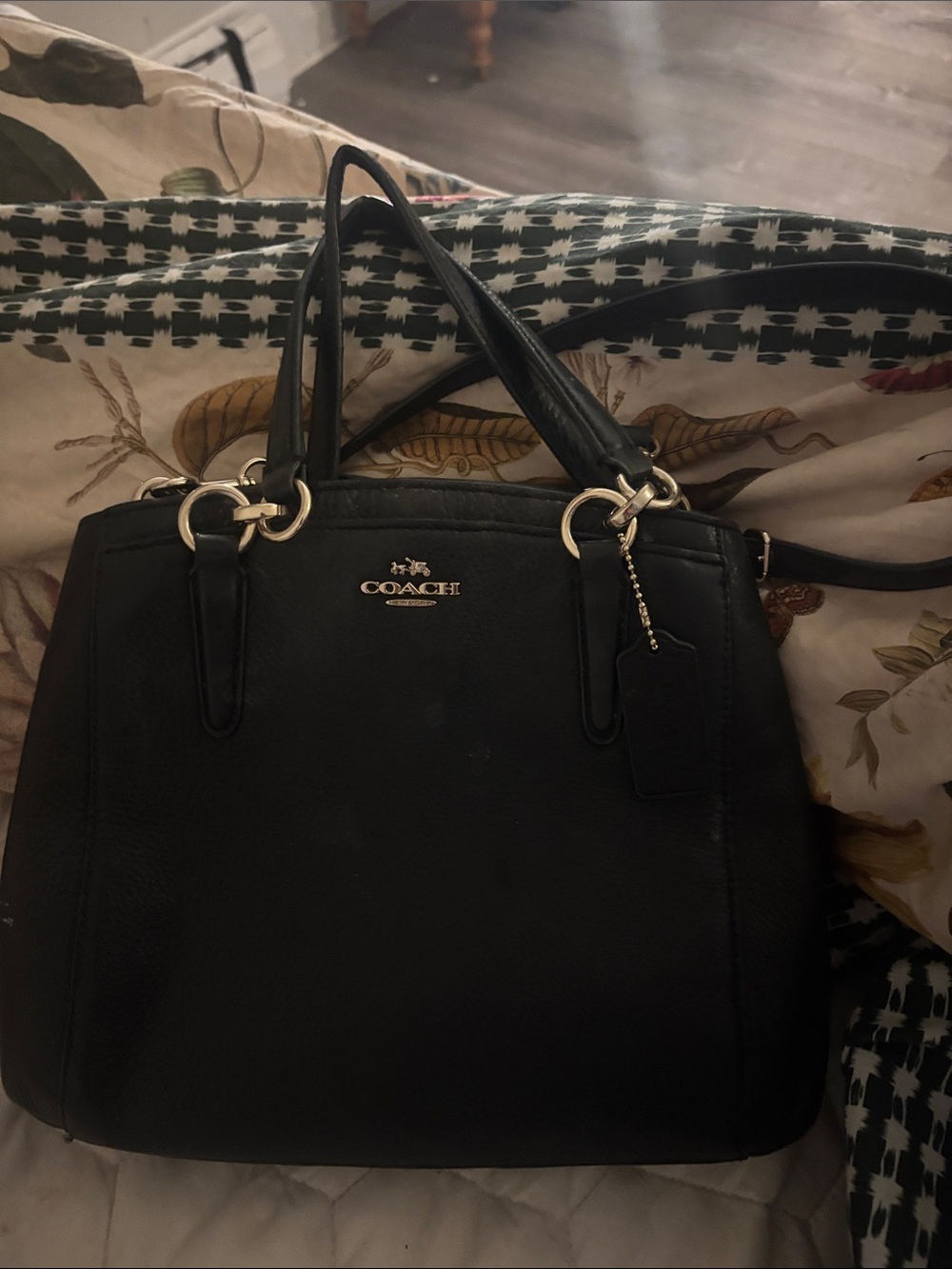 Coach Black Leather Satchel with Gold Hardware